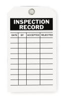 2RMU7 Inspection Tag, 7 x 4 In, Bk/Wht, Met, PK10