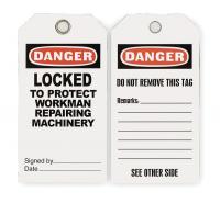 2RMW8 Danger Tag, 5-3/4 x 3 In, ISO 9001, PK25