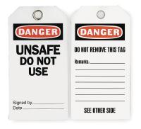 2RMW9 Danger Tag, 5-3/4 x 3 In, Unsafe Dnu, PK25