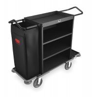 2RPG6 Housekeeping Cart, Black, Steel, 3 Shelf