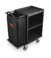 2RPG7 Housekeeping Cart, Black, Steel, 2 Shelf