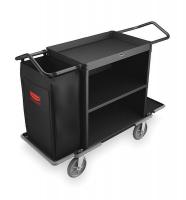 2RPG9 Housekeeping Cart, Black, Steel, 2 Shelf