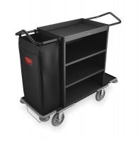 2RPH1 Housekeeping Cart, Black, Steel, 3 Shelf