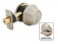 2RXZ9 Deadbolt, Single Cylinder, Nickel Satin