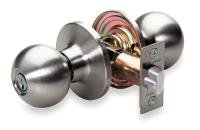 2RYC7 Door Knob Lockset, Ball, Entrance
