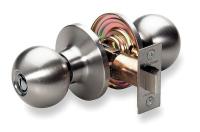 2RYC8 Door Knob Lockset, Ball, Privacy