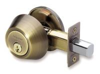 2RYE8 Single Cylinder Deadbolt, Antique Brass