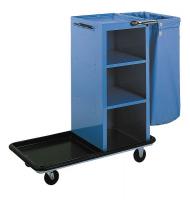 2U670 Housekeeping Cart, Blue, Zinc Plated