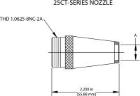2URX3 Nozzle, Bore 5/8 In, Series 25, PK 2