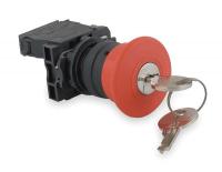 2UZD5 Push Button, Red, Plastic, Mushroom, 1NC