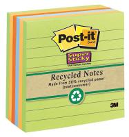 2VZE1 Super Sticky Notes, 4x4 In., Assorted, Pk6