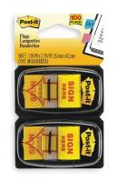 2VZE6 Sticky Flags, 1 x 1-3/4 In., Yellow, PK2