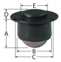 2WGZ4 Ball Transfer, Cntrsnk, Ball Dia 1 23/32In