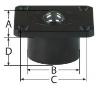 2WHC3 Ball Transfer, Cntrsnk, Ball Dia 1 1/2In