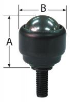 2WHD8 Ball Transfer, Stud, Ball Dia 1In
