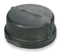 2WU80 Cap, 3 In, NPT, Black Malleable Iron