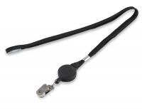 2XKK2 Flat Neck Cord Reel w Clip, Black