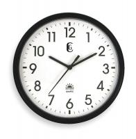 2XZL4 Quartz Clock, Round, 13 1/2in, Blk