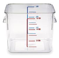 2YJ89 Square Storage Container, 6 Qt, Clear