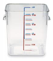 2YJ90 Square Storage Container, 8 Qt, Clear