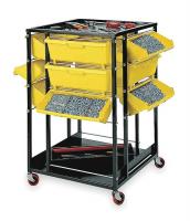 2ZMJ3 Bin Trolley System, w/12 Yellow Tilt Bins