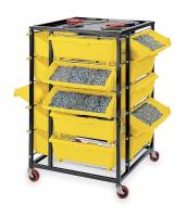 2ZMJ5 Bin Trolley System, w/20 Yellow Tilt Bins