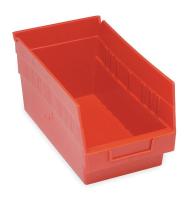 2ZMR9 Shelf Bin, W 6 5/8, H 6, D 11 5/8, Red