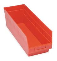 2ZMT8 Shelf Bin, W 6 5/8, H 6, D 17 7/8, Red