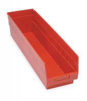 2ZMT6 Shelf Bin, W 4 1/8, H 6, D 17 7/8, Red