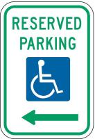 6CFN7 Parking Sign, 18 x 12In, GRN and BL/WHT