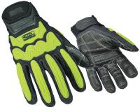 30D781 Glove, Leather, Full Finger, L, Hi-Vis, Pr
