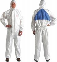 30Z045 Hooded Coverall, White/Blue, Elastic, 4XL