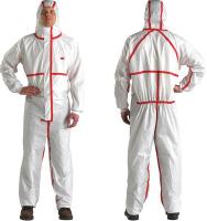 30Z019 Hooded Coverall, White/Red, 2XL, PK 25