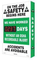 30Z975 Scoreboard, Job Safety OSHA, 20 x 28 In.