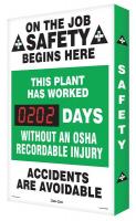 30Z990 Scoreboard, Job Safety OSHA, 24 x 36 In.