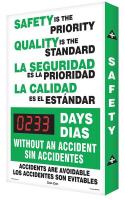 30Z992 Scoreboard, Safety Priority, 24 x 36 In.