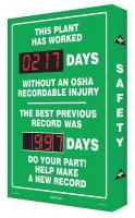 30Z994 Scoreboard, Plant Worked OSHA, 24 x 36 In.