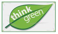 31A693 Banner, Think Green (Leaf), 24 x 48 In.