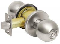32J299 Door Knob Lockset, Round, Satin SS