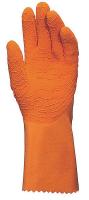 33E975 Natural Rubber Gloves, Size 8, Orange, PR