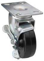33H640 Swivel Plate Cstr w/Brke, 280 lb, 6 In Dia