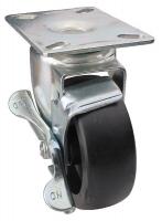 33J016 Swivel Plate Cstr w/Brke, 350 lb, 5 In Dia