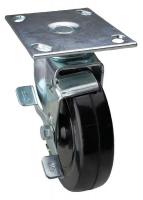 33H683 Swivel Plate Cstr w/Brke, 280 lb, 6 In Dia