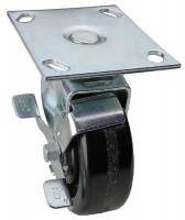 33H685 Swivel Plate Cstr w/Brke, 450 lb, 4 In Dia