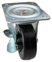 33J034 Swivel Plate Cstr w/Brke, 350 lb, 4 In Dia