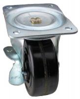33H655 Swivel Plate Cstr w/Brke, 450 lb, 4 In Dia