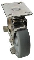 33H663 Swivel Plate Cstr w/Brke, 300 lb, 5 In Dia