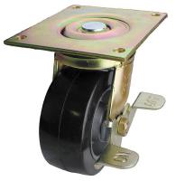 33H690 Swivel Plate Cstr w/Brke, 500 lb, 8 In Dia