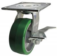 33H696 Swivel Plte Cstr w/Brke, 1200 lb, 8 In Dia