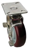 33H715 Swivel Plate Cstr w/Brke, 450 lb, 6 In Dia